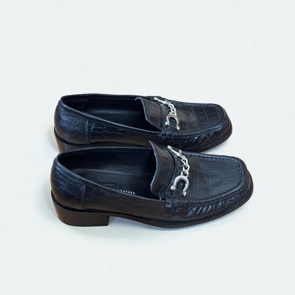 🖤 Topshop Black Croc Leather Loafers 🖤 - Picture 2 of 6